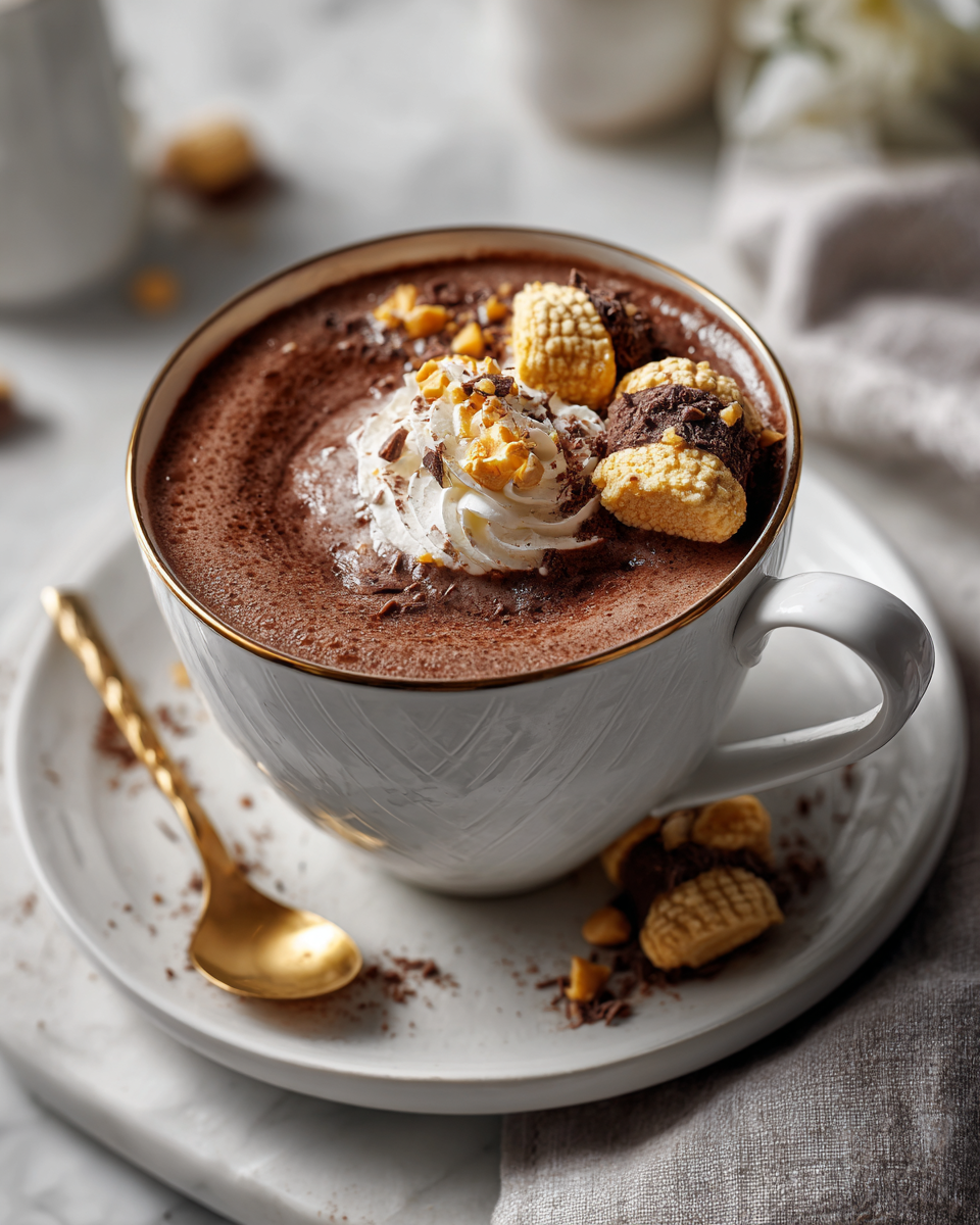 Un chocolat chaud crémeux et réconfortant au beurre de cacahuète, parfait pour les soirées d'hiver