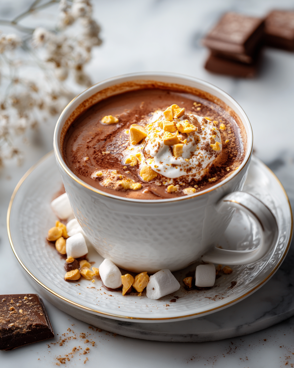 Un chocolat chaud crémeux et réconfortant au beurre de cacahuète, parfait pour les soirées d'hiver