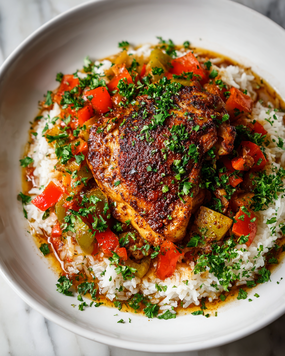 Savoureux Poulet Cajun Noirci avec Riz en Une Poêle Recette de poulet cajun noirci avec riz, un plat réconfortant simple à préparer en une seule poêle.