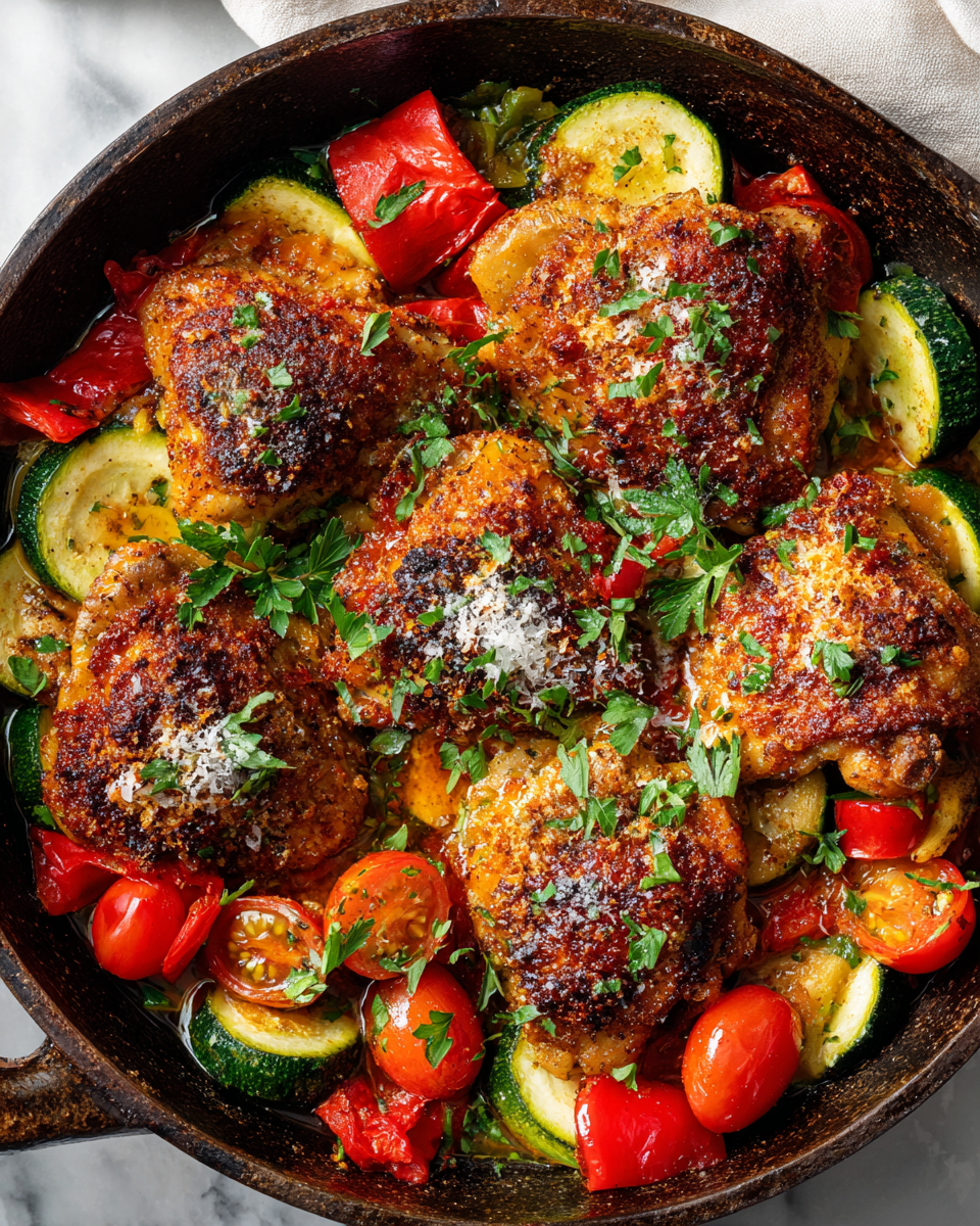 Recette de poulet paprika parmesan croustillant avec légumes de saison, facile et rapide