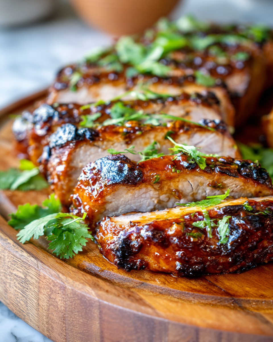 Rôti de Porc au Miel et Chipotle Rôti de porc au miel et chipotle, tendre et savoureux, parfait pour les rassemblements familiaux cet automne.