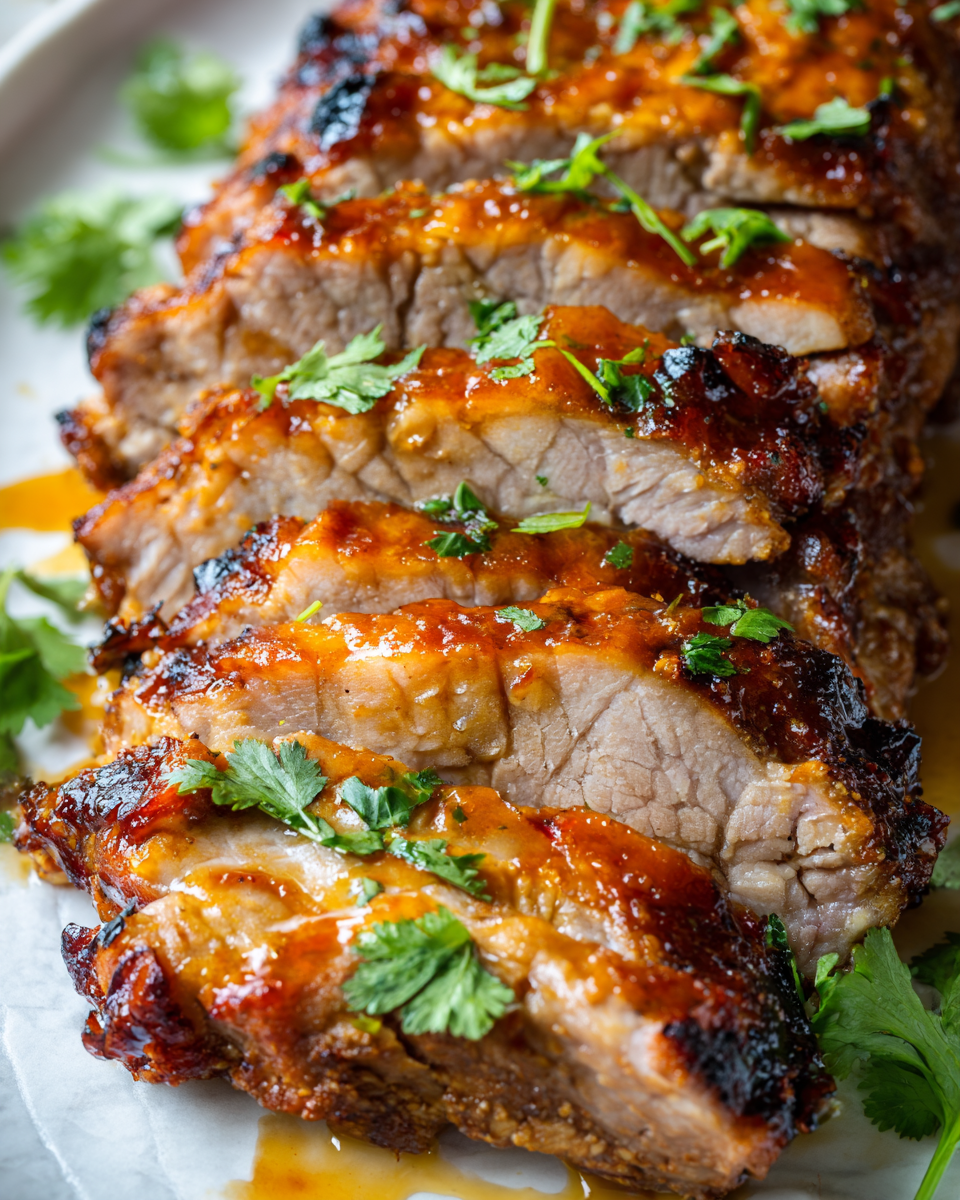 Rôti de Porc au Miel et Chipotle Rôti de porc au miel et chipotle, tendre et savoureux, parfait pour les rassemblements familiaux cet automne.