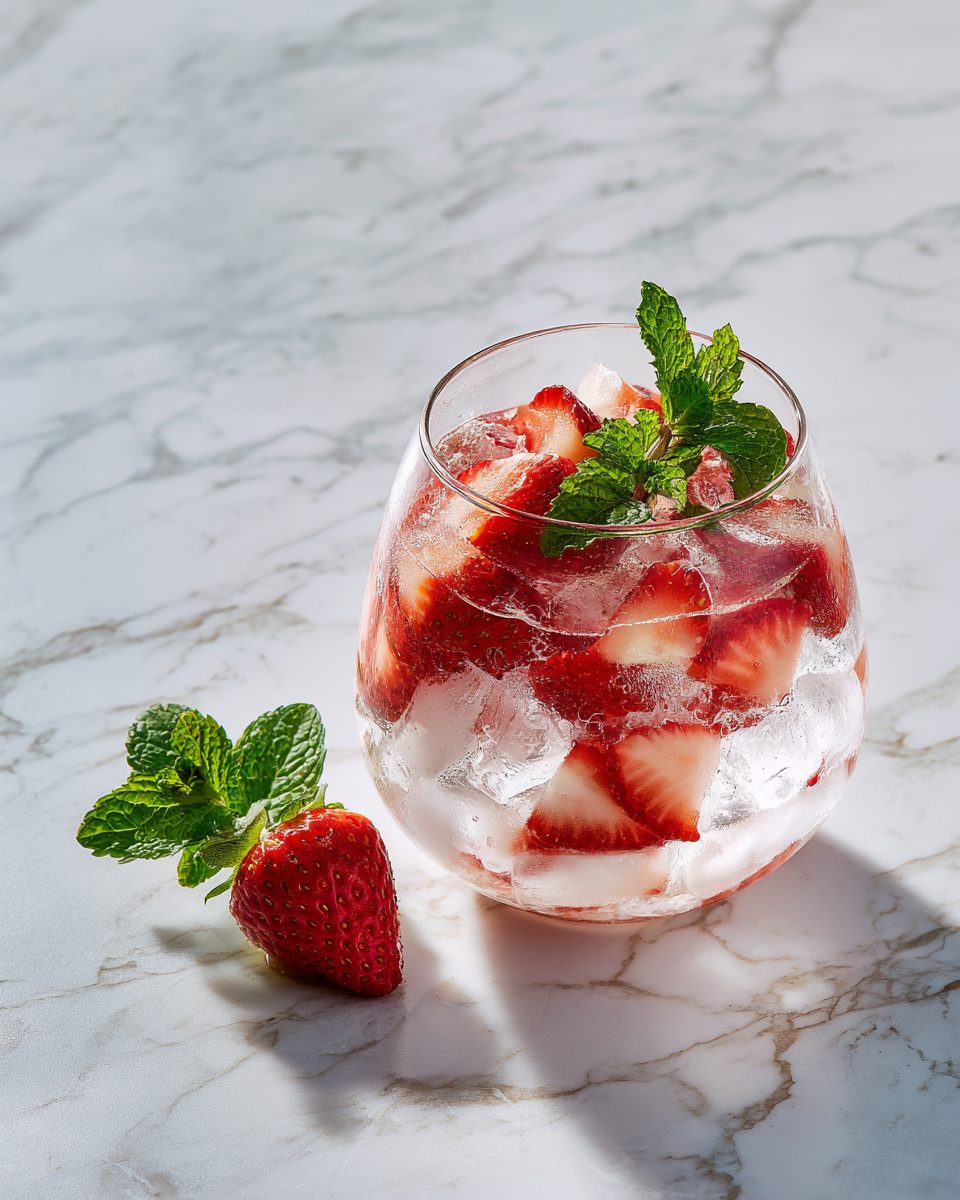 Thé glacé à la fraise et à la vanille, rafraîchissant et parfait pour l'été, fait avec des ingrédients frais et savoureux.