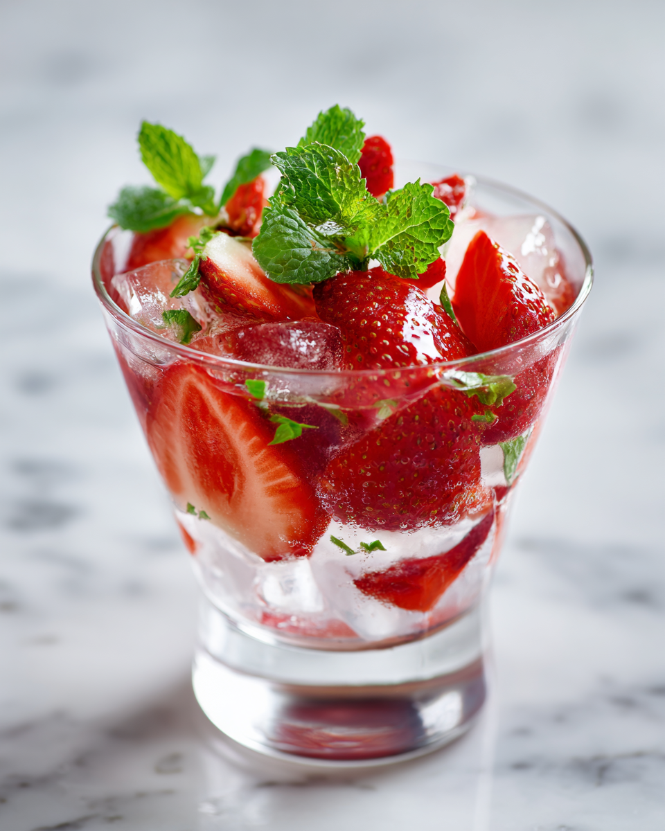 Thé glacé à la fraise et à la vanille, rafraîchissant et parfait pour l'été, fait avec des ingrédients frais et savoureux.