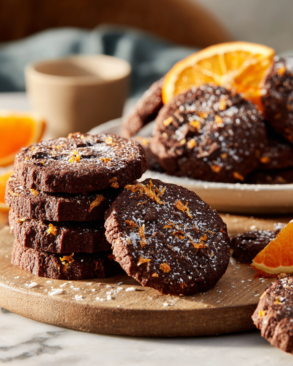 Gourmands Biscuits Sablés au Chocolat Noir et Orange Biscuits sablés maison au chocolat noir et zeste d'orange, une recette facile pour des gourmands. Parfaits pour les fêtes d'automne !