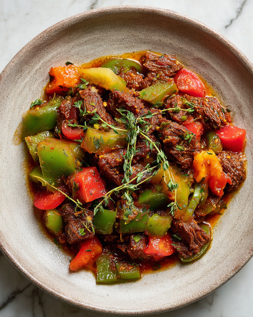 Recette rapide et facile de Bully Beef jamaïcain servi avec des légumes aromatiques, idéal pour les repas conviviaux et les occasions festives.