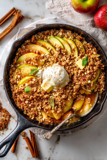 Croustillant aux Pommes Réconfortant pour l'Automne Croustillant aux pommes doré, gâteau d'automne idéal, avec garniture croustillante de flocons d'avoine et pommes juteuses.