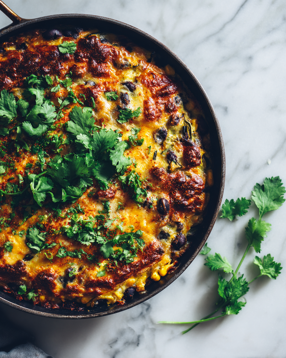 Gratin de courgettes tex-mex coloré, délicieux et riche en protéines, un plat d'été facile à préparer.