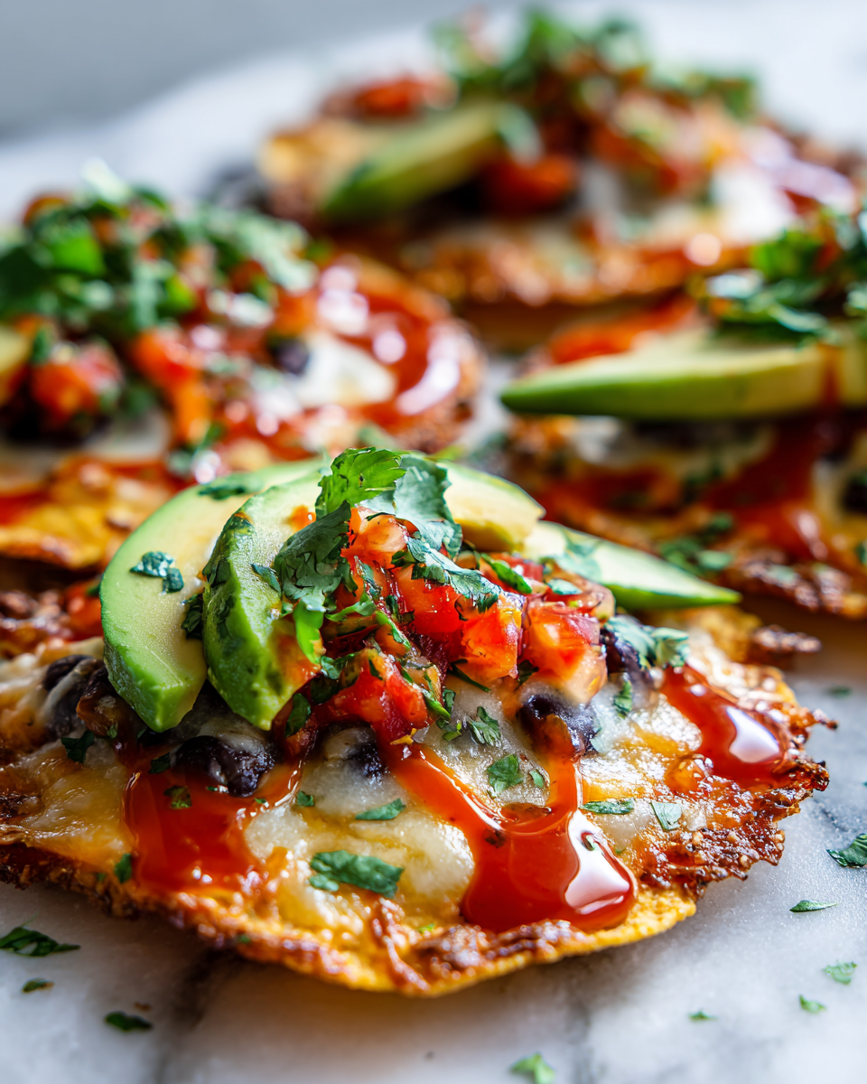 Nachos Reggae Reggae croustillants garnis de fromage, haricots noirs et salsa, idéals pour les fêtes.