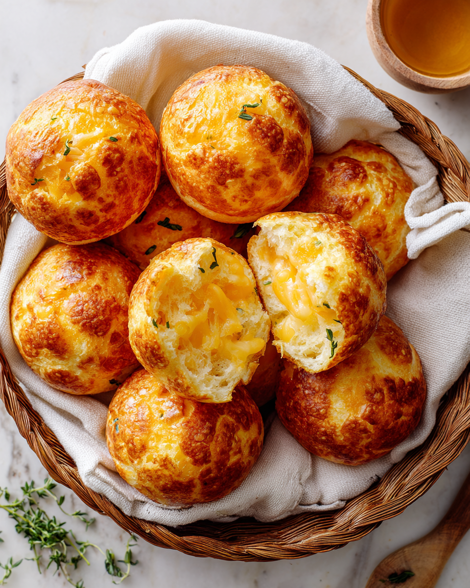 Pão de queijo : petits pains au fromage brésiliens, chauds et moelleux, parfaits pour partager lors des fêtes.