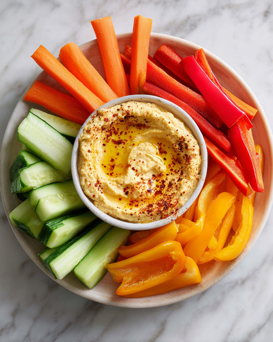Snack packs de houmous frais et sains, idéals pour pique-niques.