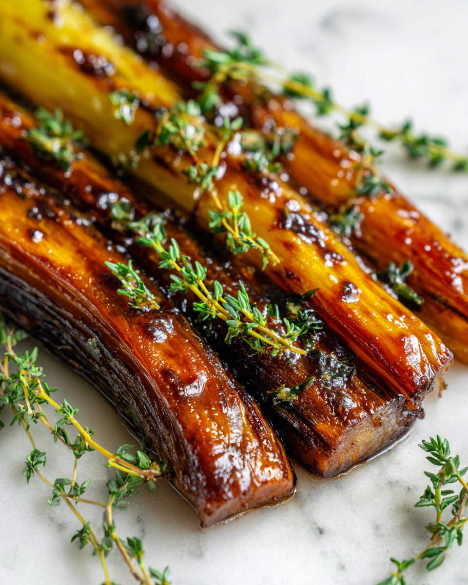 Poireaux glacés au balsamique, plat d'accompagnement automnal savoureux, faciles à préparer en 30 minutes, parfaits pour Thanksgiving