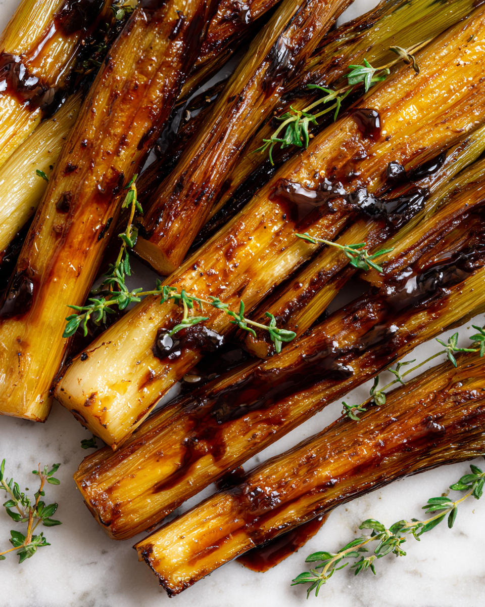 Poireaux glacés au balsamique, plat d'accompagnement automnal savoureux, faciles à préparer en 30 minutes, parfaits pour Thanksgiving