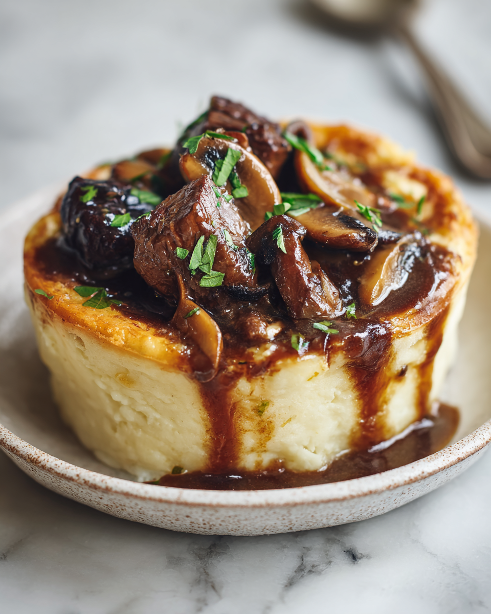 Pudding de boeuf et de bière cuit au four, plats réconfortants fait maison, recette automnale