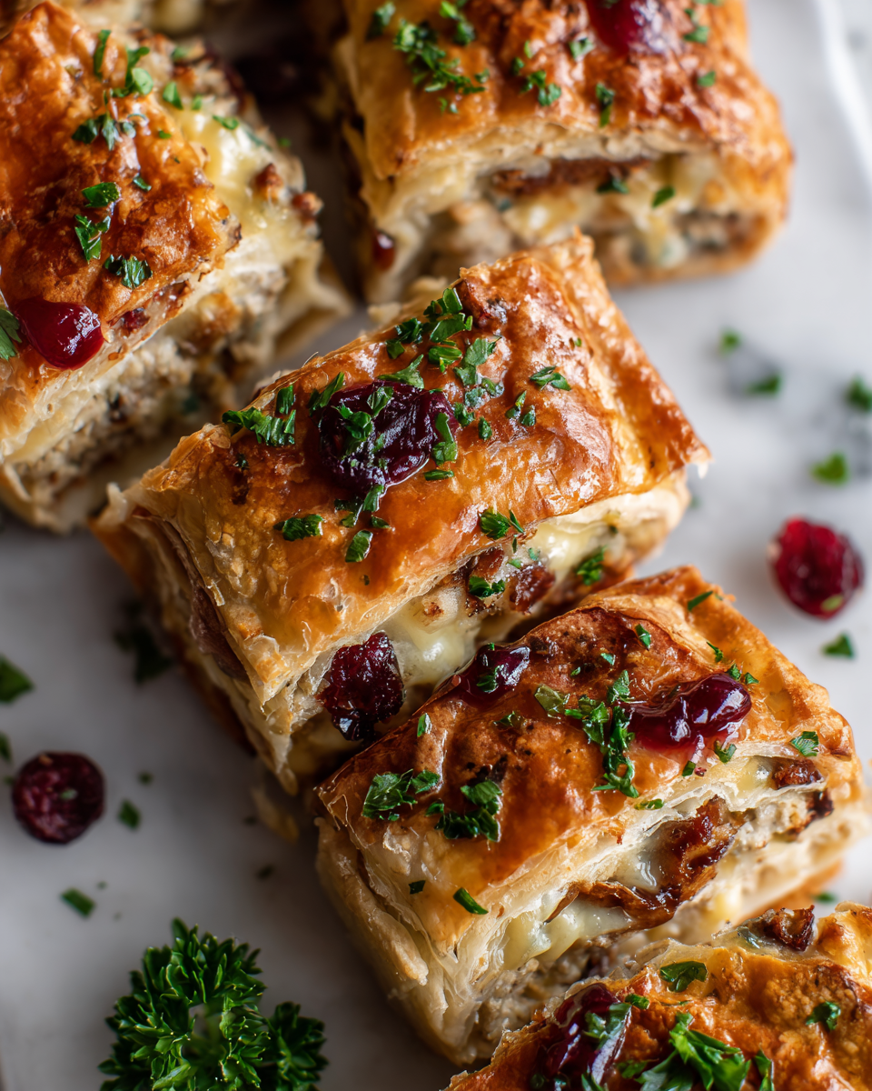 Rouleaux de saucisse au poulet, cheddar et canneberge, une délicieuse recette pour les repas de fêtes