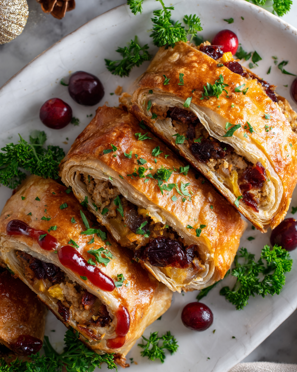 Rouleaux de saucisse au poulet, cheddar et canneberge, une délicieuse recette pour les repas de fêtes