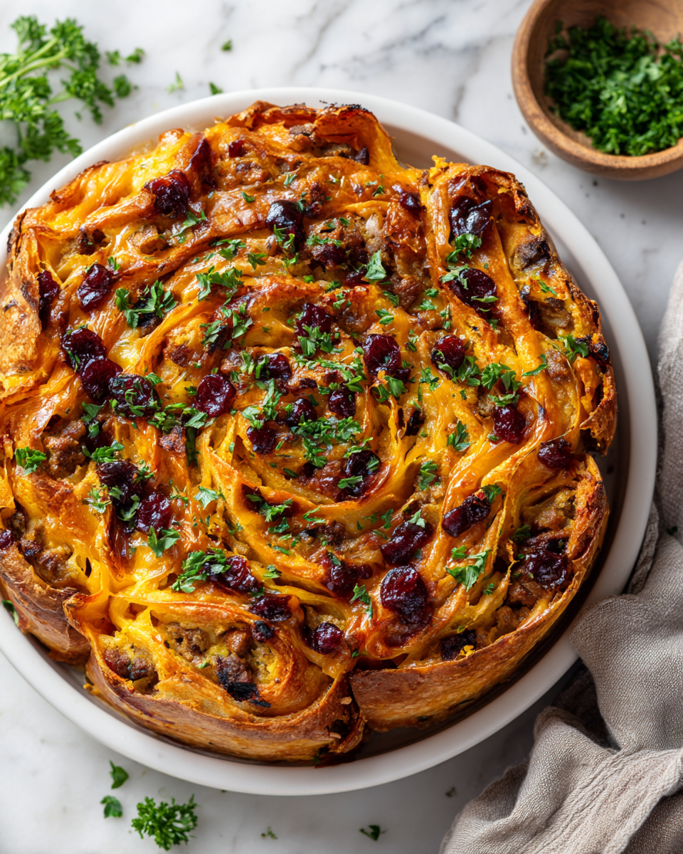 Rouleaux de saucisse au poulet, cheddar et canneberge, une délicieuse recette pour les repas de fêtes