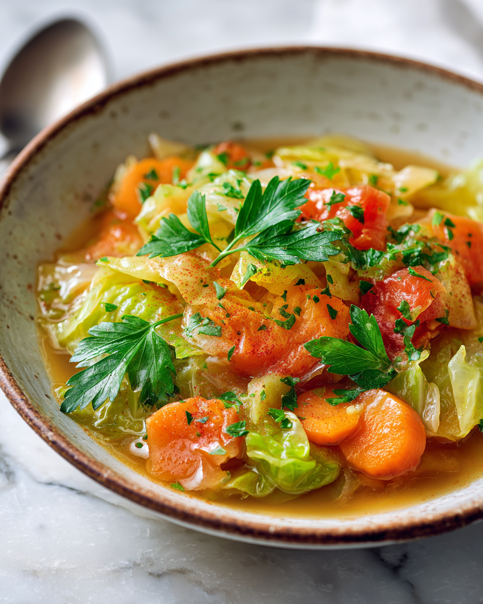 Soupe de chou sucré-aigre réconfortante pour l'automne with fresh ingredients