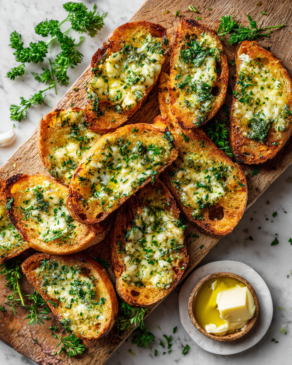Toasts à l'ail et au beurre croustillants, recette simple parfaite pour apéritifs