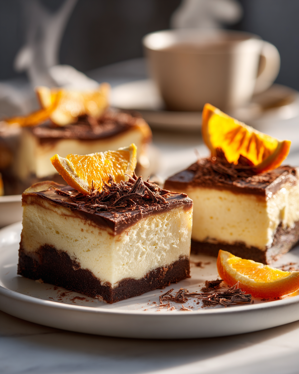 Cheesecake Baked au Chocolat et à l'Orange, dessert fondant avec harmonie de chocolat et d'agrumes, parfait pour les fêtes.