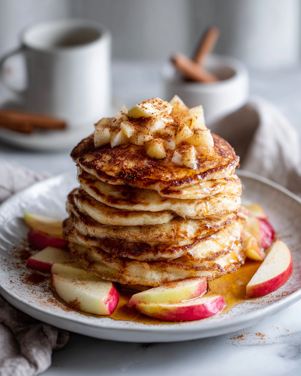 Pancakes moelleux d'automne sur une assiette avec des fruits et du sirop d'érable